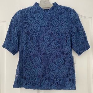 Blue lace aqua blouse